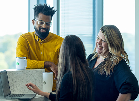 Employees chatting